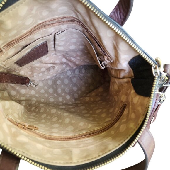 Brighton Kensington London Groove Medallion Crossbody Bag Black & Brown Leather - Picture 11 of 14